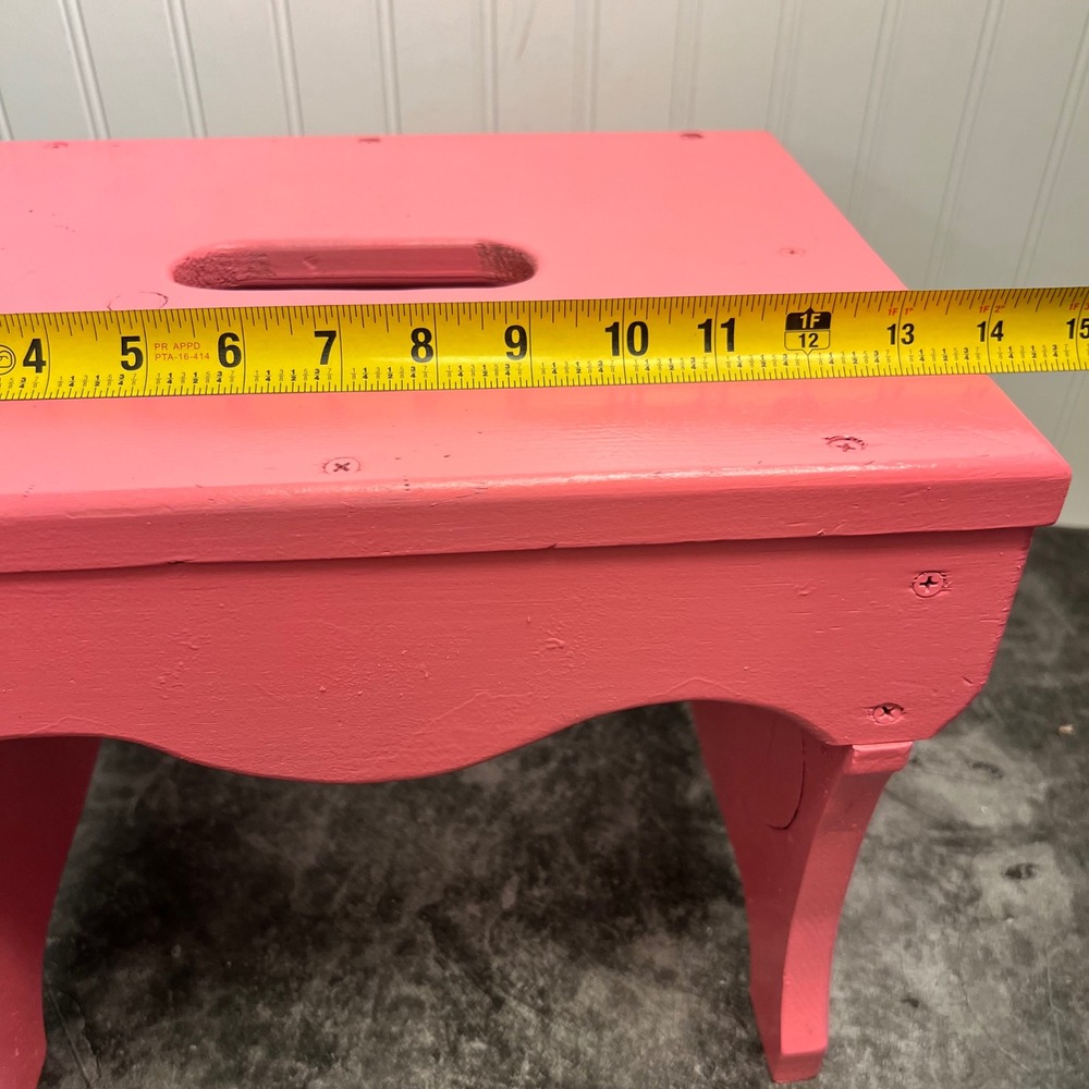 Vintage Pink Wooden Step Stool Heart Cutout | Cottage - Picture 8 of 8